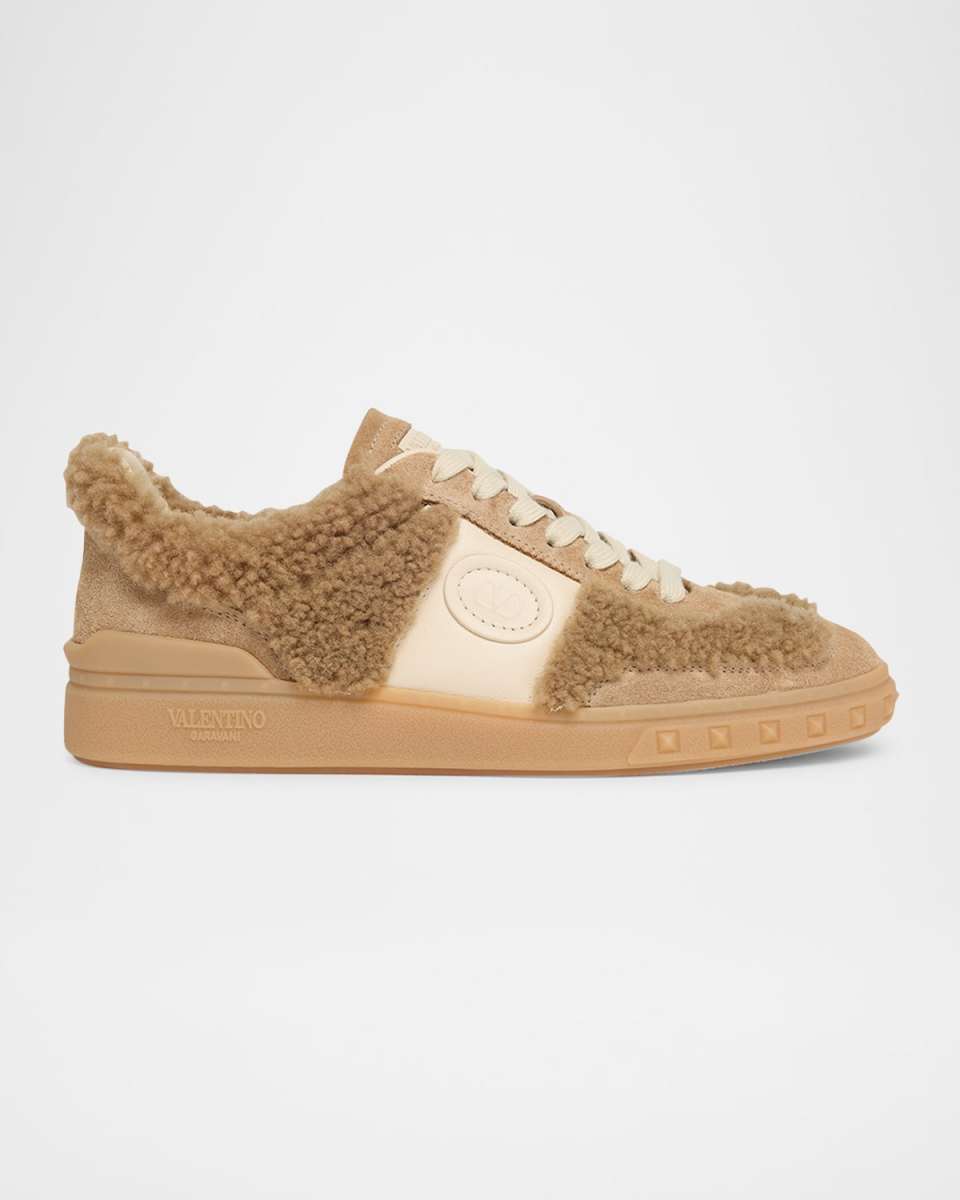 Upvillage Suede Shearling Low-Top Sneakers